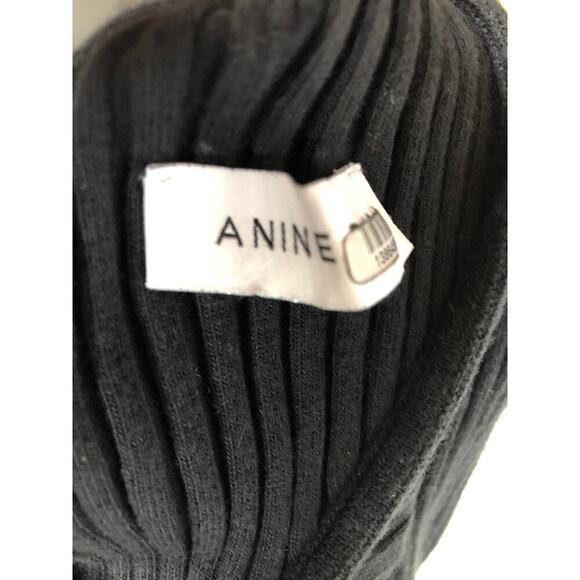 Anine Bing Victoria Top Cutout Ribbed Knit Stretch Cotton Turtleneck Black M - Picture 7 of 10